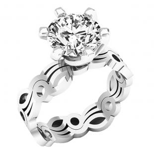 Sterling Silver Round White Cubic Zirconia CZ Ladies Bridal Semi Mount Engagement Ring Set