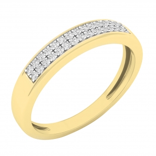 0.12 Carat (ctw) 10K Yellow Gold Round White Diamond Ladies Double Row Anniversary Wedding Band
