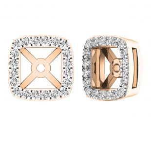 0.25 Carat (ctw) 14K Rose Gold Round White Diamond Removable Jackets For Stud Earrings 1/4 CT