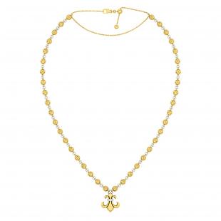 0.07 Carat (ctw) 10K White & Yellow Gold Round White Diamond Ladies Fleur De Lis Necklace