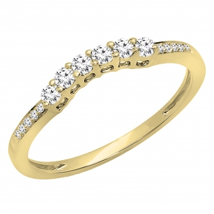 0.24 Carat (ctw) 14K Yellow Gold Round Diamond Ladies Wedding Stackable Band Guard Ring 1/4 CT