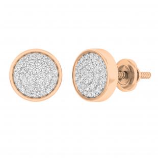0.25 Carat (ctw) 10K Rose Gold Round White Diamond Ladies Micro Pave Circle Stud Earrings 1/4 CT