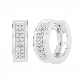 0.12 Carat (ctw) Sterling Silver Round White Diamond Mens Ladies Unisex Huggies Hoop Earrings