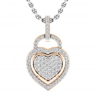 0.24 Carat (ctw) 10K Rose Gold Round Diamond Ladies Heart Pendant 1/4 CT (Silver Chain Included)