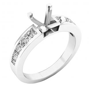 0.75 Carat (ctw) 18K White Gold Princess Diamond Ladies Semi Mount Engagement Ring 3/4 CT