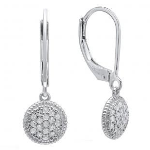 0.35 Carat (ctw) Sterling Silver Round White Diamond Dangling Drop Earrings 1/3 CT