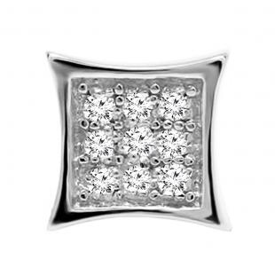 0.05 Carat (Cttw) Round Diamond Kite Shape Mens Hip Hop Iced Single Stud Earring (1 Pc Only) 10K White Gold