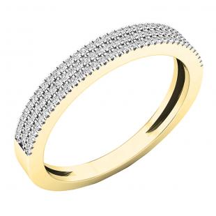 0.20 Carat (ctw) 10K Yellow Gold Round Diamond Ladies Bridal Anniversary Wedding Band 1/5 CT