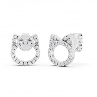 0.25 Carat (ctw) Round White Diamond Cat Ear Stud Earrings for Her (Color I-J Clarity I2-I3) in 925 Sterling Silver in Push Back