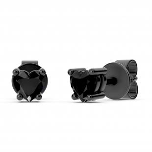 0.50 Carat (ctw) Black Plated Sterling Silver Heart Black Diamond Ladies Stud Earrings 1/2 CT