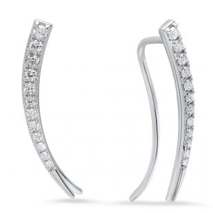 0.50 Carat (ctw) 14K White Gold Round White Diamond Ladies Crawler Climber Earrings 1/2 CT