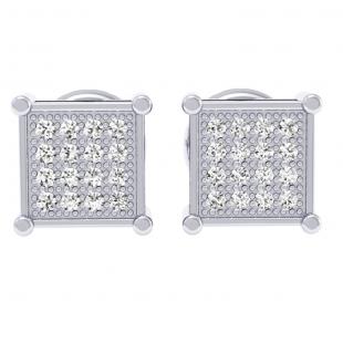 0.24 Carat (ctw) Platinum Plated Sterling Silver Round Diamond Iced Stud Earrings 1/4 CT