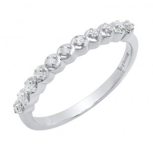 0.15 Carat (ctw) Sterling Silver Round Diamond Ladies Anniversary Wedding Stackable Band
