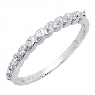 0.15 Carat (ctw) Sterling Silver Round Diamond Ladies Anniversary Wedding Stackable Band