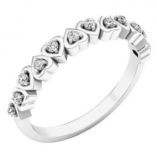0.15 Carat (ctw) Sterling Silver Round White Diamond Ladies Heart Shape Promise Engagement Ring