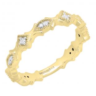 0.15 Carat (ctw) 14K Yellow Gold Round Diamond Ladies Eternity Anniversary Wedding Band Ring