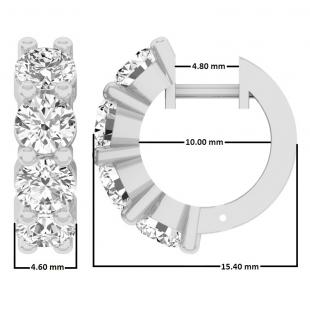 3.00 Carat (ctw) 18K White Gold Round White Diamond Huggie Hoop Earrings