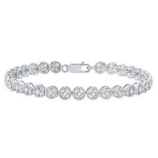 0.45 Carat (ctw) Sterling Silver Round White Diamond Ladies Tennis Bracelet 1/2 CT