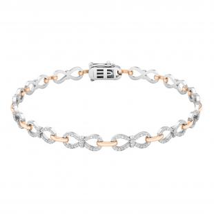 0.55 Carat (ctw) Round Diamond Ladies Infinity Tennis Link Bracelet 1/2 CT 18K White & Rose Gold