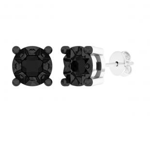 0.20 Carat (ctw) Sterling Silver Round Black Diamond Ladies Solitaire Stud Earrings