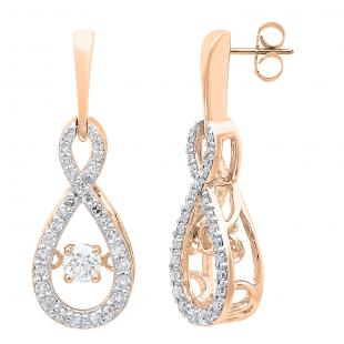 0.60 Carat (ctw) 18K Rose Gold Round Dancing Diamond Ladies Infinity Loop Drop Earrings