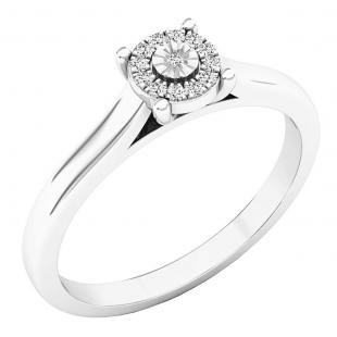 0.05 Carat (ctw) Sterling Silver Round White Diamond Bridal Engagement Ring