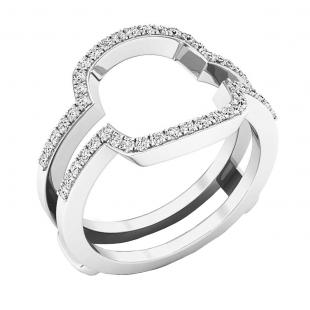 0.25 Carat (ctw) 14K White Gold Round Diamond Ladies Wedding Band Enhancer Guard Double Ring 1/4 CT