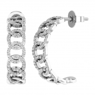 0.30 Carat (ctw) 10K White Gold Round White Diamond Ladies Hoop Earrings 1/3 CT