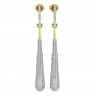 0.45 Carat (ctw) 18K Yellow Gold Round Diamond Ladies Vintage Dangling Teardrop Earrings 1/2 CT