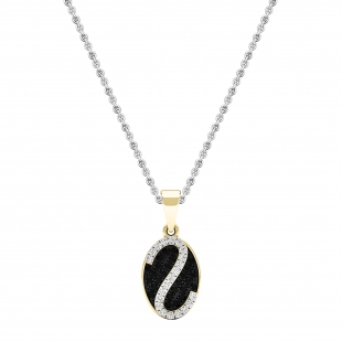 0.30 Carat (ctw) 14K Yellow Gold Round Black & White Diamond Ladies Pendant 1/3 CT