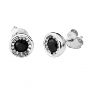 0.50 Carat (ctw) Sterling Silver Round Black Diamond Ladies Bezel Stud Earrings 1/2 CT