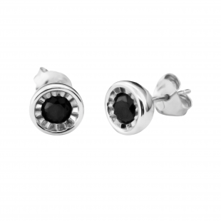 0.20 Carat (ctw) Sterling Silver Round Black Diamond Ladies Bezel Stud Earrings 1/5 CT