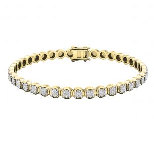 1.00 Carat (ctw) 10K Yellow Gold Round White Diamond Ladies Tennis Bracelet 1 CT
