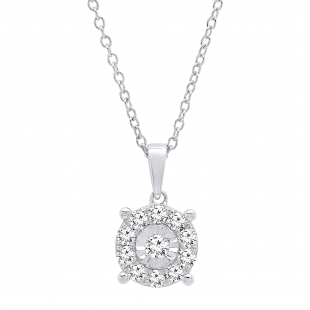 0.50 Carat (ctw) Sterling Silver Round White Diamond Ladies Halo Pendant 1/2 CT