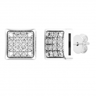 0.20 Carat (ctw) Sterling Silver Round Diamond Ice Cube Dice Shape Mens Hip Hop Iced Stud Earrings