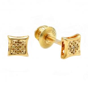 0.02 Carat (ctw) Sterling Silver Round Yellow Diamond Micro Pave Setting Kite Shape Stud Earrings