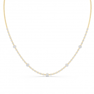 1.95 Carat (ctw) 18K Yellow Gold Round White Diamond Ladies Flower Gold Necklace 2 CT