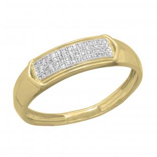 0.15 Carat (ctw) Round White Diamond Men's Wedding Band 18K Yellow Gold