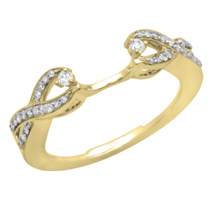 0.23 Carat (ctw) 10K Yellow Gold Round White Diamond Ladies Wedding Band Enhancer Guard Ring 1/4 CT