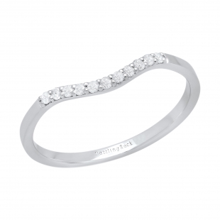 0.10 Carat (ctw) Sterling Silver Round Diamond Ladies Wedding Stackable Contour Band 1/10 CT