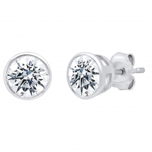 925 Sterling Silver Solitaire Stud Earrings, 0.25 ctw Round Cubic Zirconia in Push Back