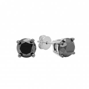 0.50 Carat (ctw) 10K White Gold Round Black Diamond Ladies Stud Earrings 1/2 CT