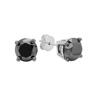 1.00 Carat (ctw) 10K White Gold Round Black Diamond Ladies Stud Earrings 1 CT