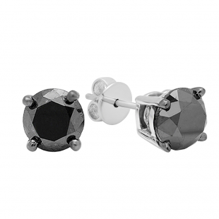 3.00 Carat (ctw) 10K White Gold Round Black Diamond Ladies Stud Earrings 3 CT
