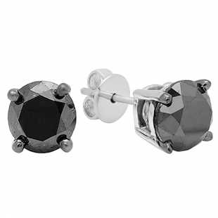5.00 Carat (ctw) 10K White Gold Round Black Diamond Ladies Stud Earrings 5 CT