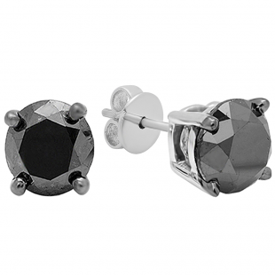 6.00 Carat (ctw) 10K White Gold Round Black Diamond Ladies Stud Earrings 6 CT