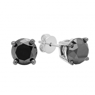 2.00 Carat (ctw) 18K White Gold Round Black Diamond Ladies Stud Earrings 2 CT
