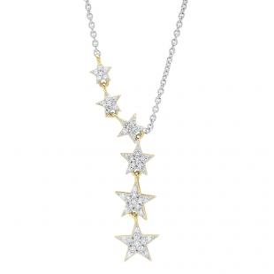 0.45 Carat (ctw) 18K Yellow Gold Round White Diamond Ladies Necklace 1/2 CT