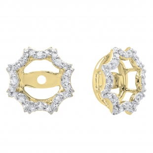 0.20 Carat (ctw) 18K Yellow Gold Round Diamond Removable Jackets For Stud Earrings 1/5 CT