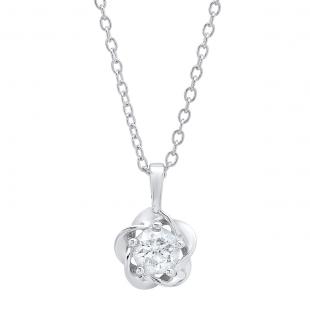 0.55 Carat (ctw) 10K White Gold Round Diamond Ladies Solitaire Pendant 1/2 CT